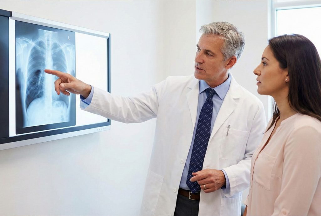 USCIS immigration medical physical includes chest X-ray review to assess lung health and detect abnormalities