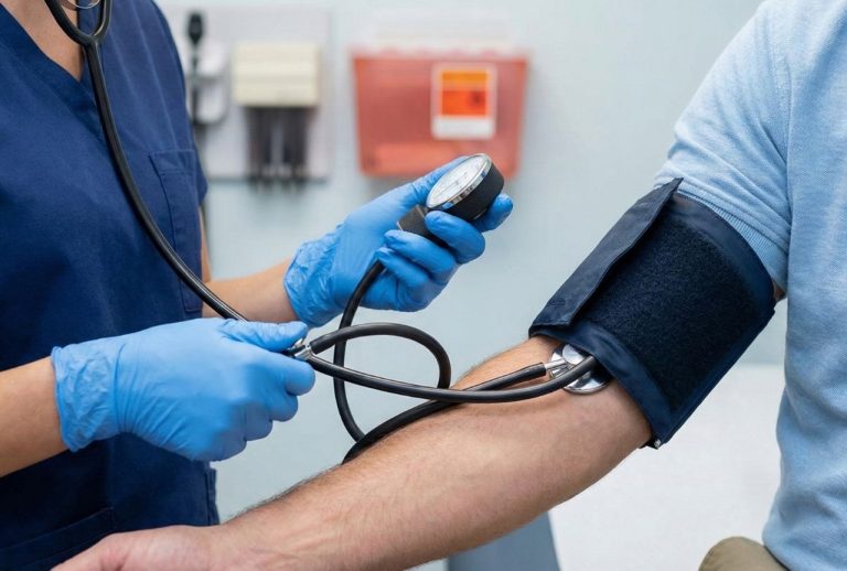 USCIS immigration medical physical includes manual blood pressure screening to evaluate cardiovascular health